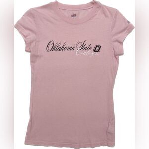 Oklahoma State Cowboys Pink T Shirt Top SZ S Fitted Crew Neck Fandom Game Day
